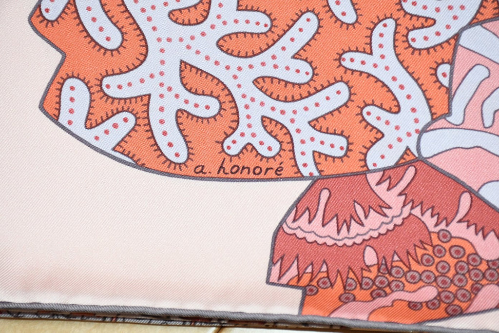 Hermes Scarf Fleurs d'Indiennes 90 cm silk light pink Carre Indian flower 35"