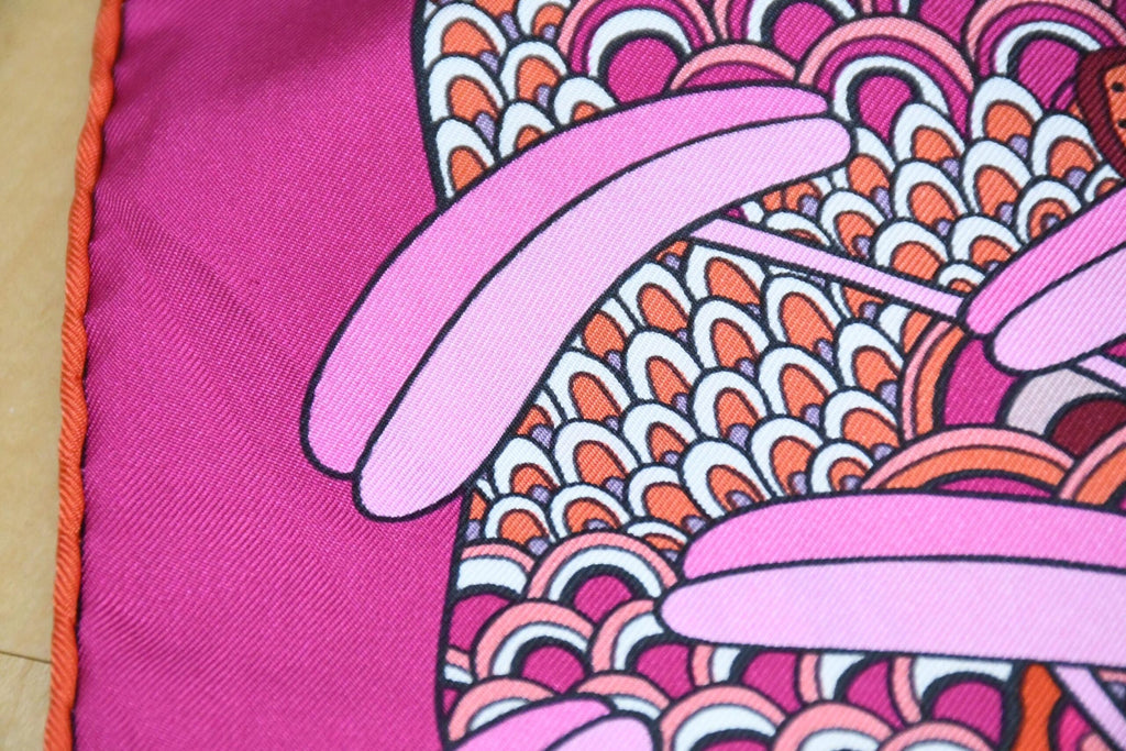 Hermes Scarf Fleurs d'Indiennes 90 cm silk pink Carre Indian flower 35"