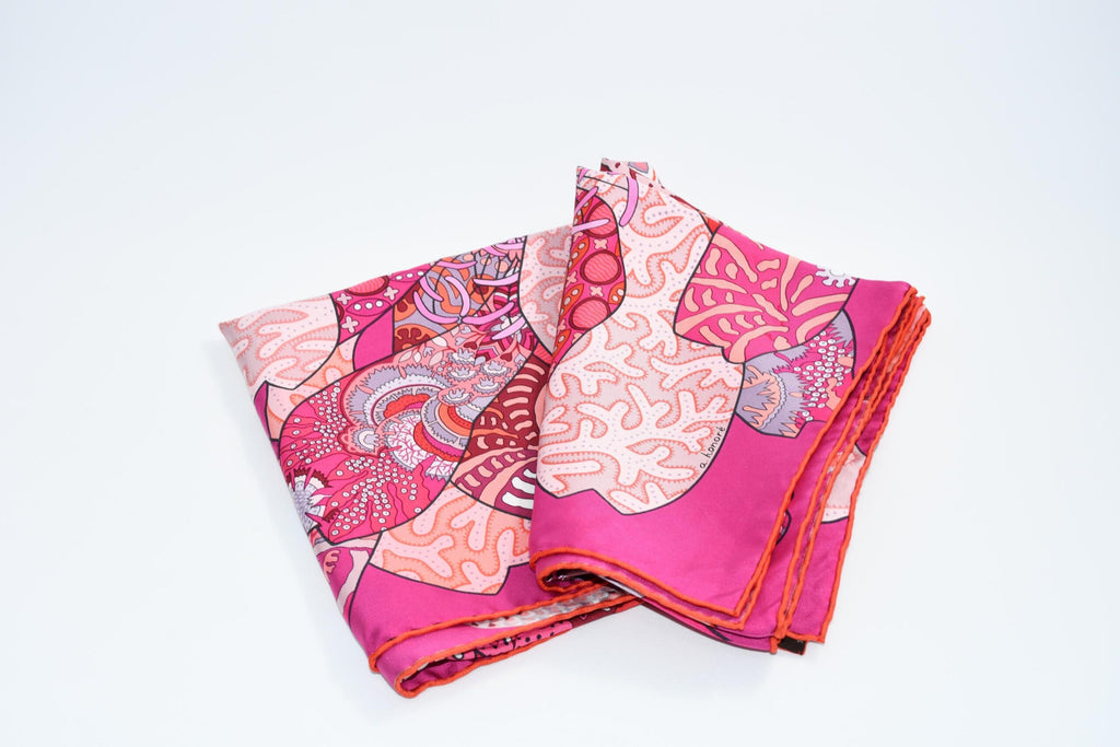 Hermes Scarf Fleurs d'Indiennes 90 cm silk pink Carre Indian flower 35"