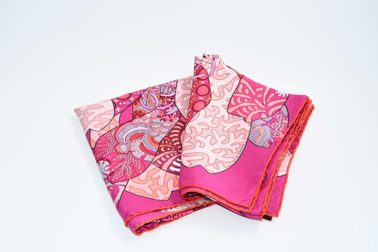 Hermes Scarf Fleurs d'Indiennes 90 cm silk pink Carre Indian flower 35"