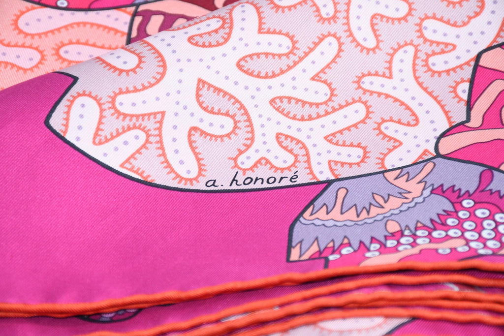 Hermes Scarf Fleurs d'Indiennes 90 cm silk pink Carre Indian flower 35"