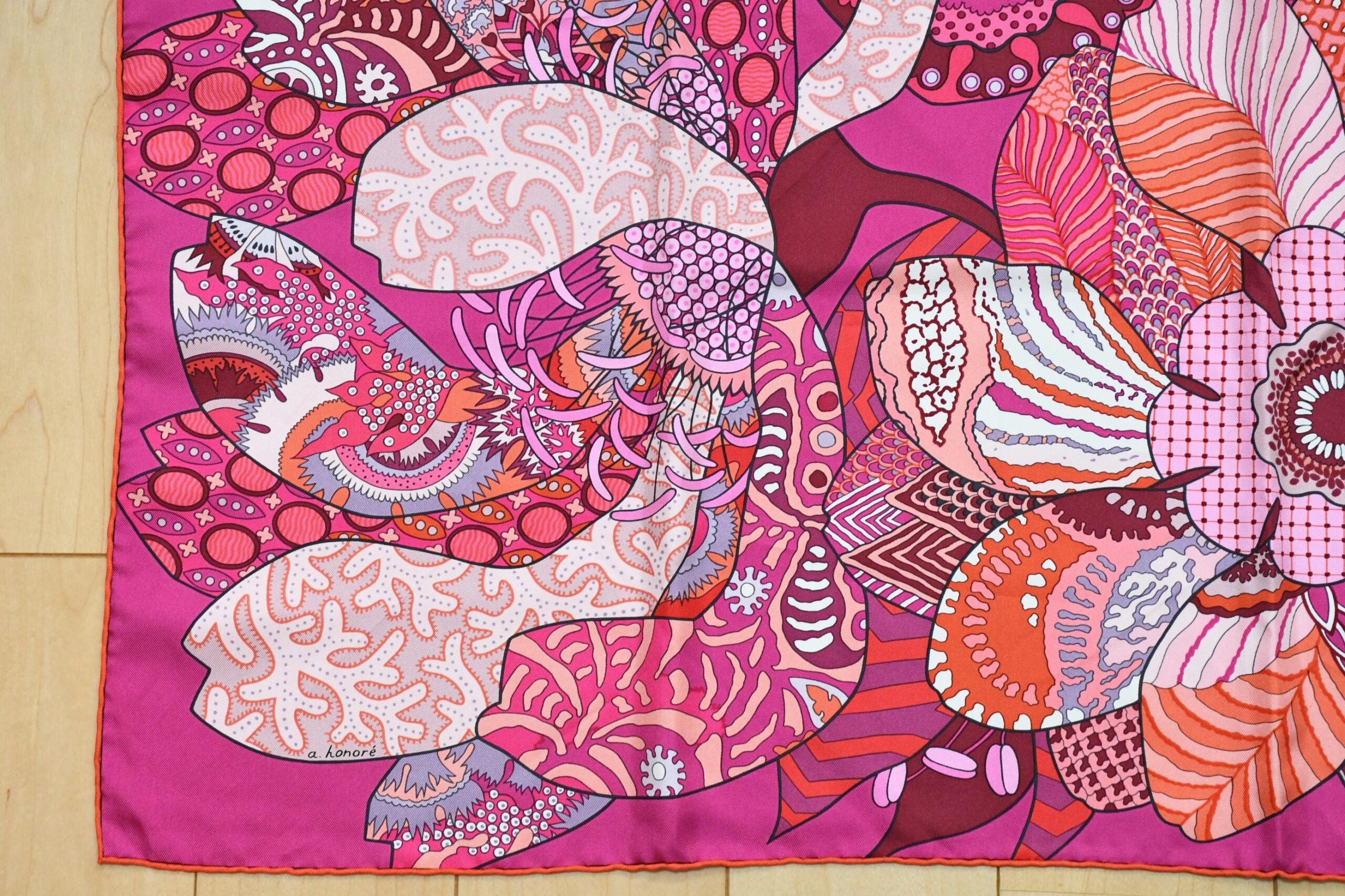 Hermes Scarf Fleurs d'Indiennes 90 cm silk pink Carre Indian
