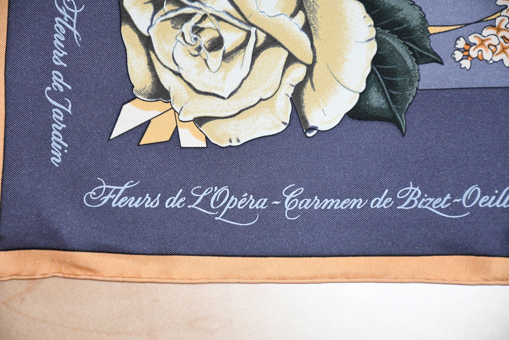 Hermes Scarf Fleurs de L'Opera by Julia Abadie 90 cm silk Carre opera flower 35"