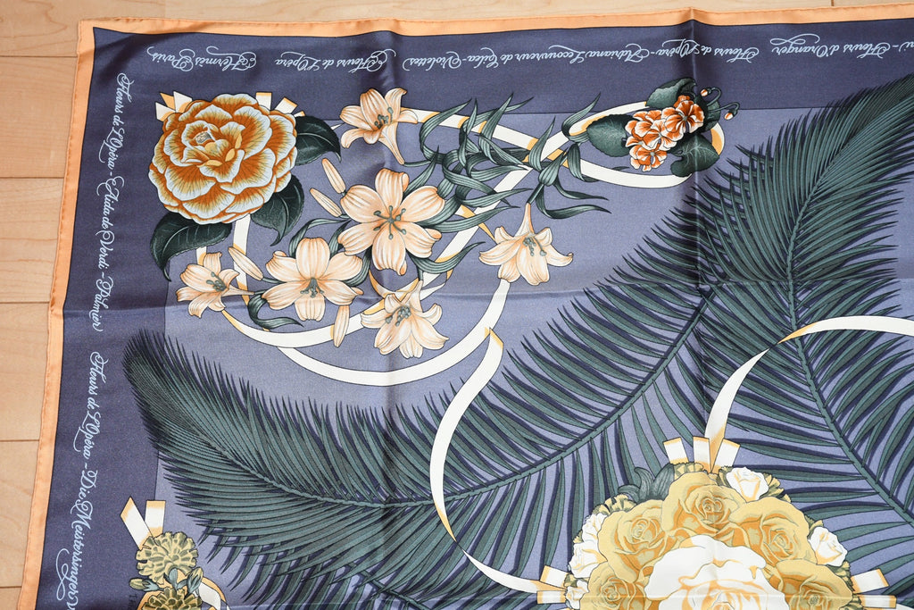 Hermes Scarf Fleurs de L'Opera by Julia Abadie 90 cm silk Carre opera flower 35"