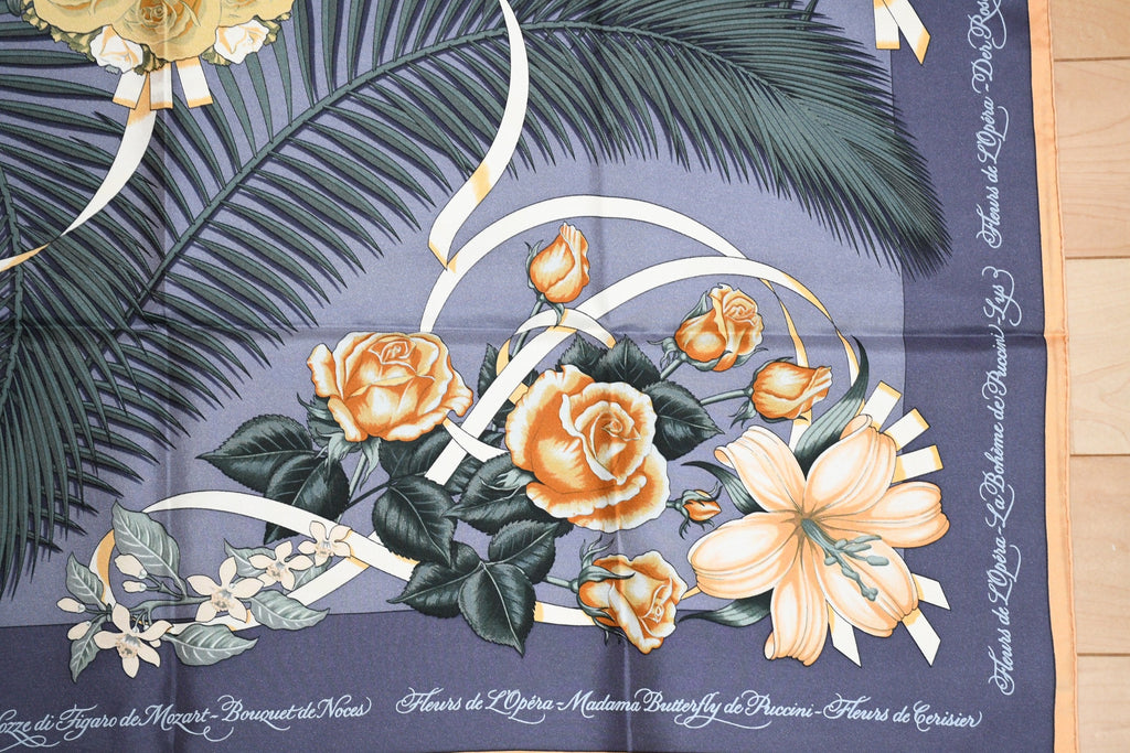 Hermes Scarf Fleurs de L'Opera by Julia Abadie 90 cm silk Carre opera flower 35"