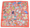 Hermes Scarf Fleurs et papillons de Tissus 90 cm silk orange pink Carre flower 35"