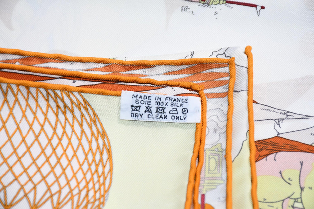 Hermes Scarf Hippopolis by Ugo Gattoni 90 cm silk yellow pink Carre horse