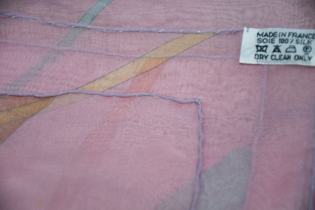 Hermes Scarf Horse carriage 90 cm Chiffon Silk mousseline Pink muslin 35"