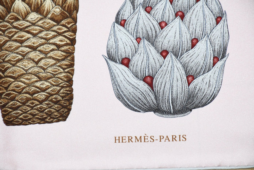 Hermes Scarf Index Palmarum 90 cm silk pink Carre palm tree 35"