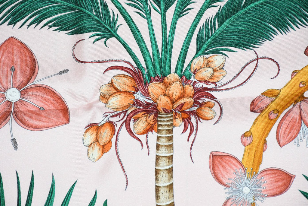 Hermes Scarf Index Palmarum 90 cm silk pink Carre palm tree 35"
