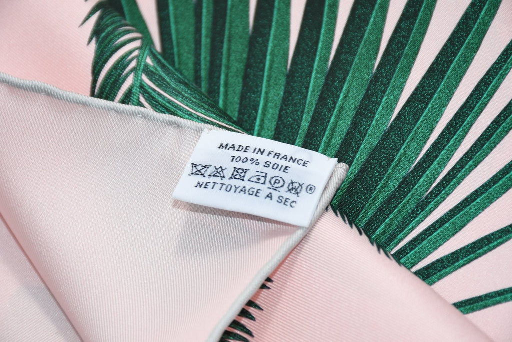 Hermes Scarf Index Palmarum 90 cm silk pink Carre palm tree 35"