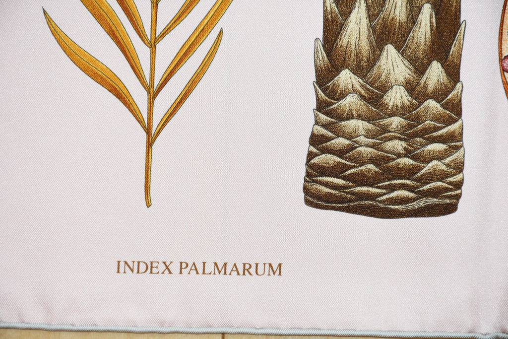 Hermes Scarf Index Palmarum 90 cm silk pink Carre palm tree 35"