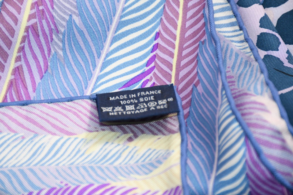 Hermes Scarf Jaguar Quetzal 90 cm Christine Henry silk purple animal Carre 064