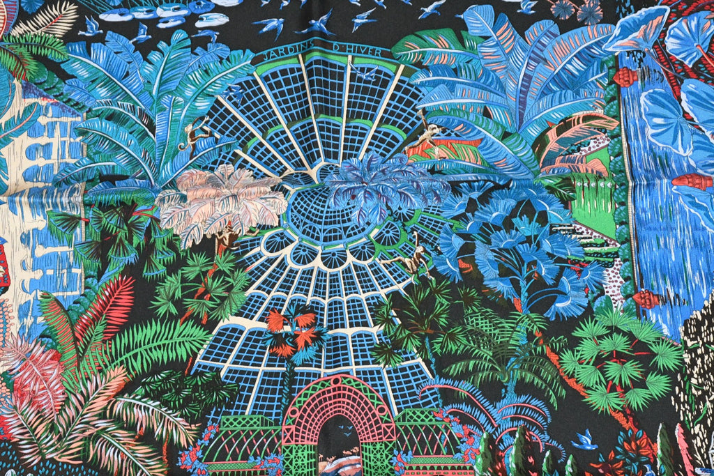 Hermes Scarf Jardin d'Hiver Silk 90 cm orange Carre winter garden 35"