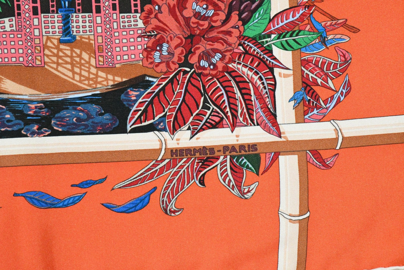 Hermes Scarf Jardin d'Hiver Silk 90 cm orange Carre winter garden