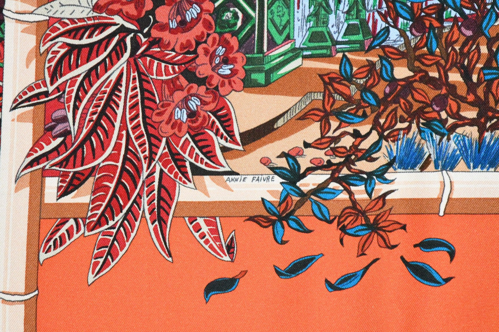 Hermes Scarf Jardin d'Hiver Silk 90 cm orange Carre winter garden