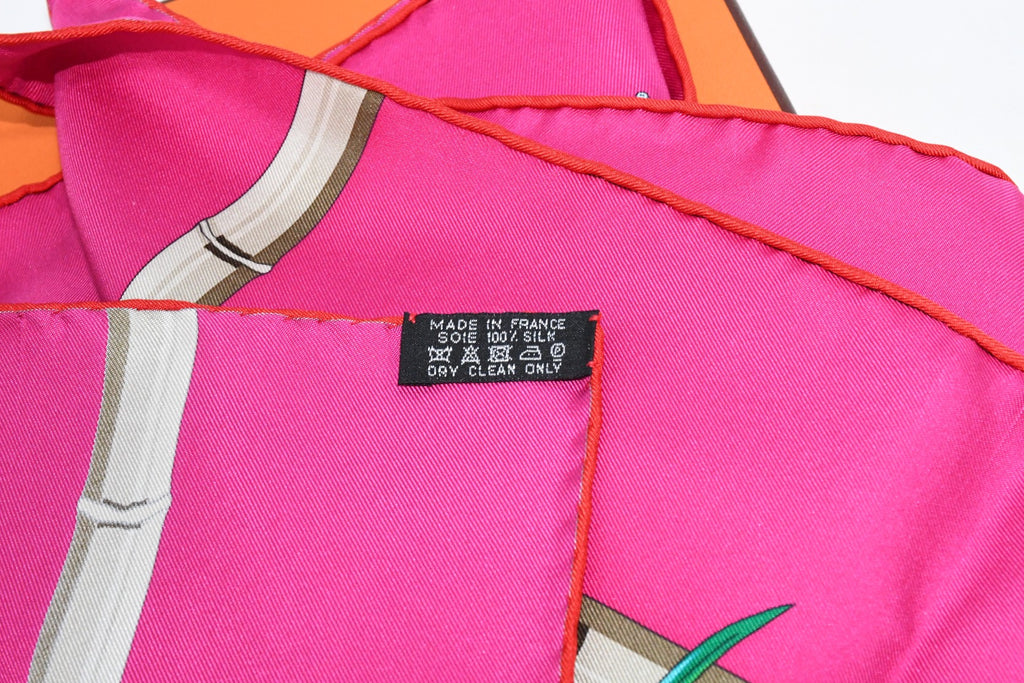 Hermes Scarf Jardin d'Hiver Silk 90 cm pink Carre winter garden 35"