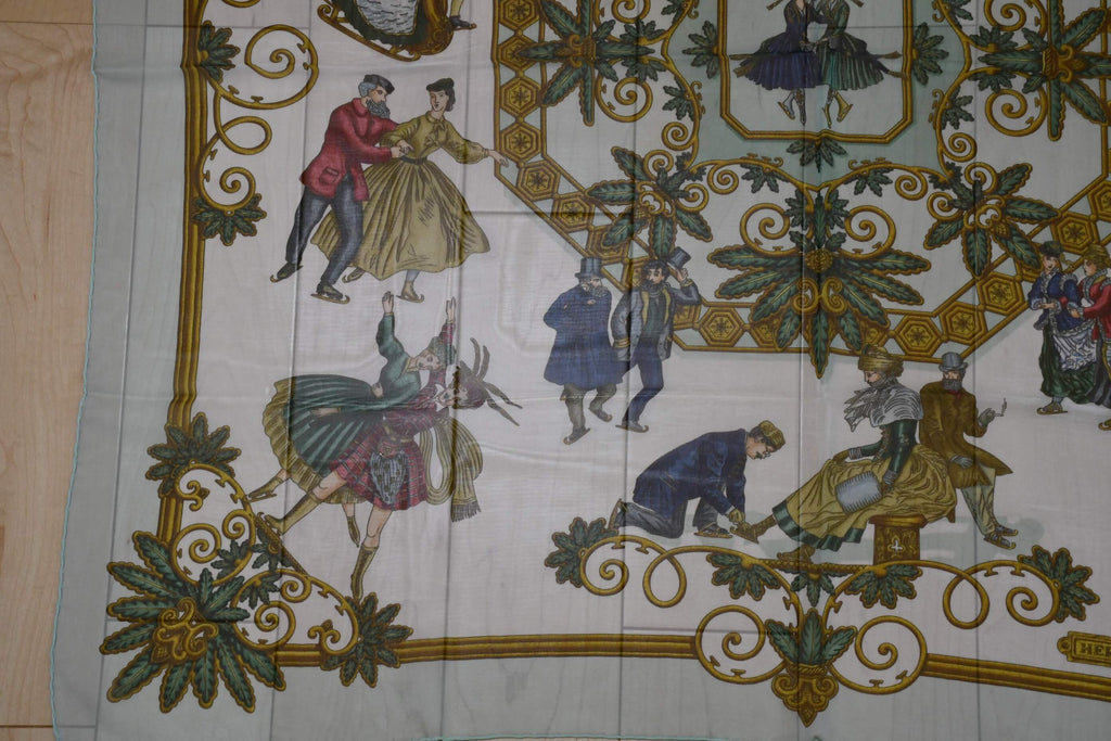Hermes Scarf Joies d' Hiver 90 cm Chiffon Silk mousseline winter muslin 35"