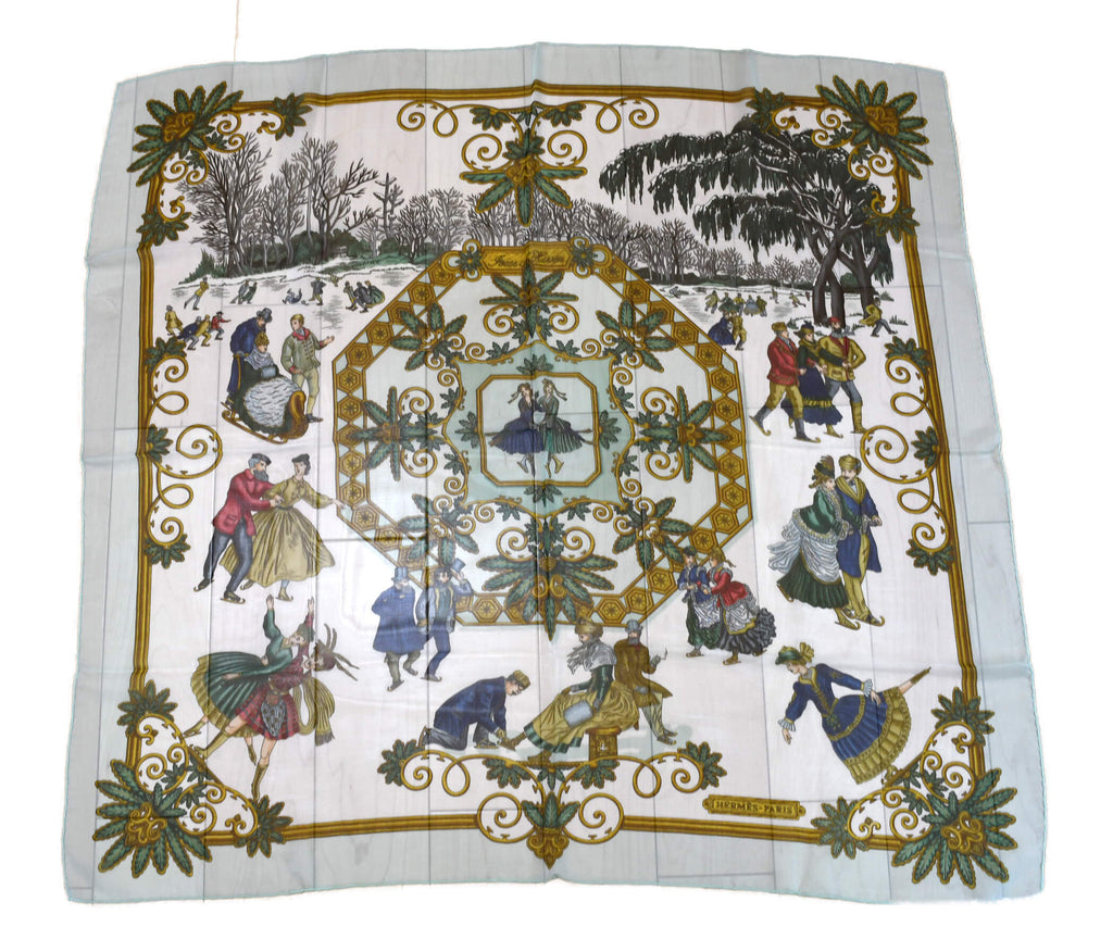 Hermes Scarf Joies d' Hiver 90 cm Chiffon Silk mousseline winter muslin 35"
