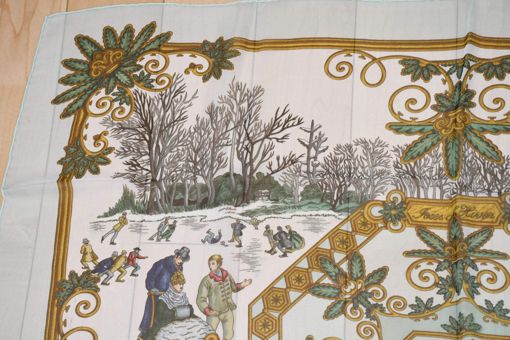 Hermes Scarf Joies d' Hiver 90 cm Chiffon Silk mousseline winter muslin 35"