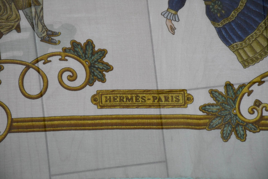 Hermes Scarf Joies d' Hiver 90 cm Chiffon Silk mousseline winter muslin 35"