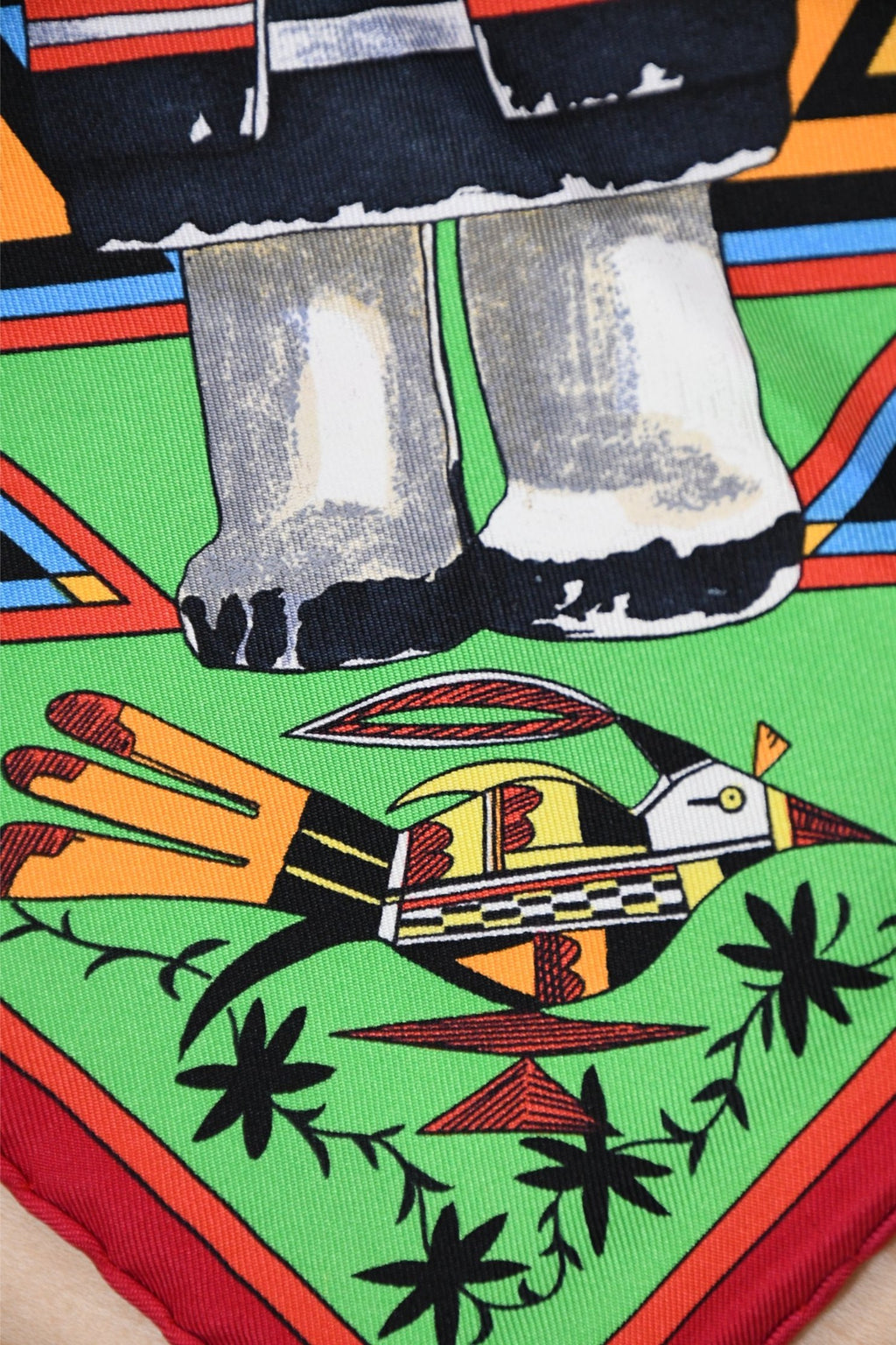 Hermes Scarf Kachina by Kermit Oliver 90 cm silk native black red Carre 35" 074