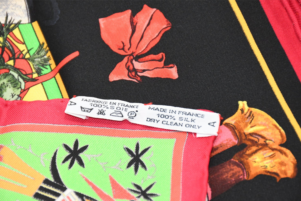 Hermes Scarf Kachina by Kermit Oliver 90 cm silk native black red Carre 35" 074