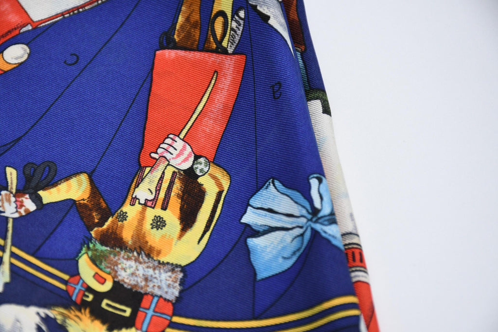 Hermes Scarf Kachina by Kermit Oliver 90 cm silk native blue Carre 35″ AUC3