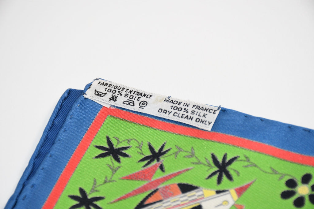 Hermes Scarf Kachina by Kermit Oliver 90 cm silk native blue Carre vintage 35" 045