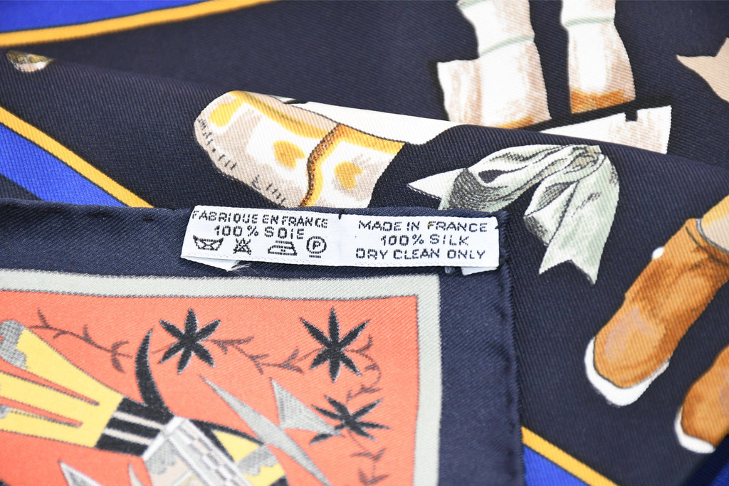 Hermes Scarf Kachina by Kermit Oliver 90 cm silk native navy blue Carre 35" 041