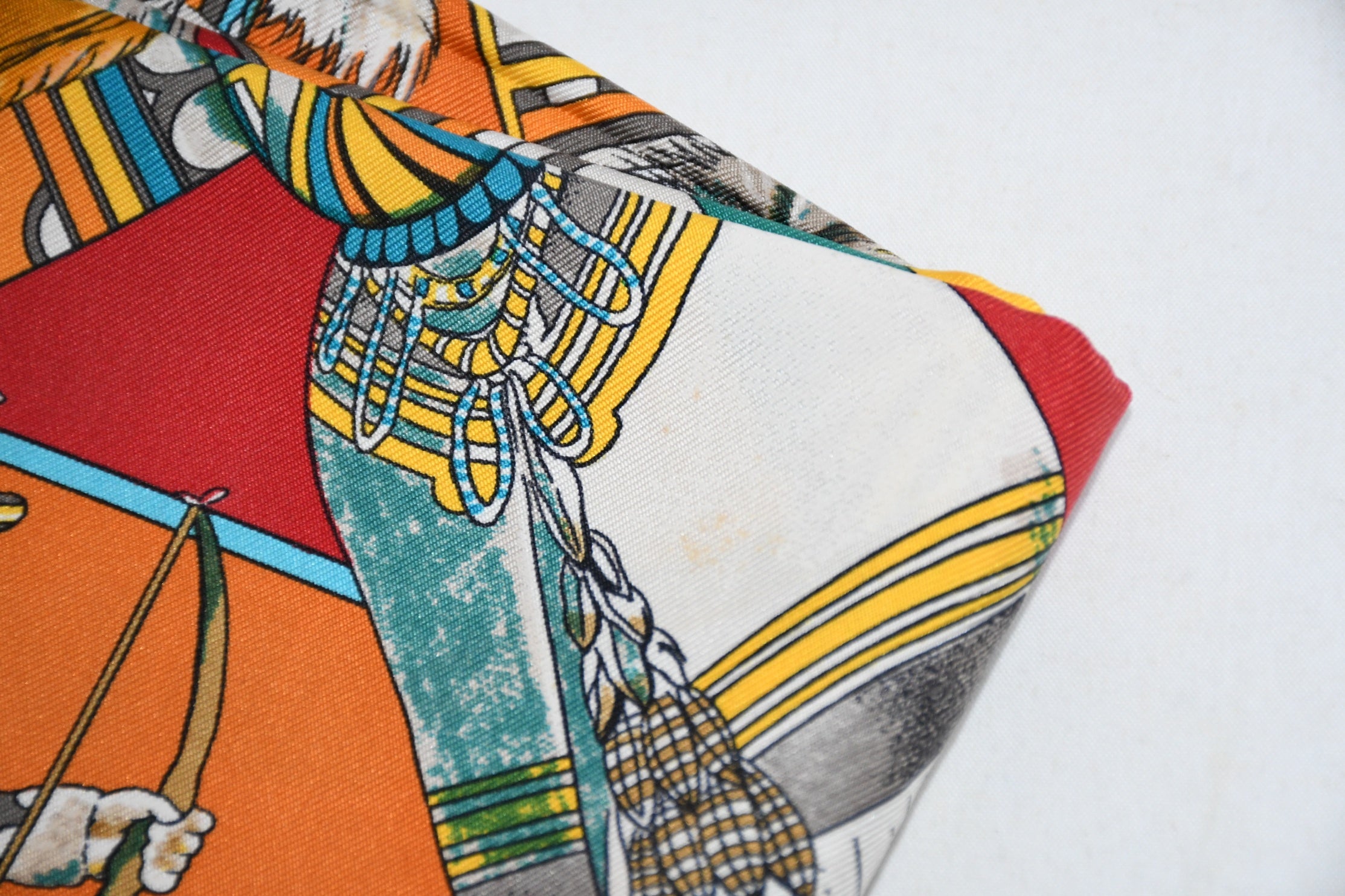 Hermes Scarf Kachina by Kermit Oliver 90 cm silk native orange