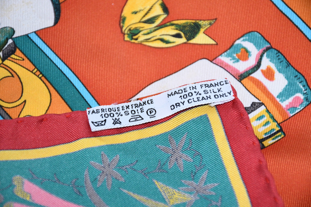Hermes Scarf Kachina by Kermit Oliver 90 cm silk native orange Carre 35"