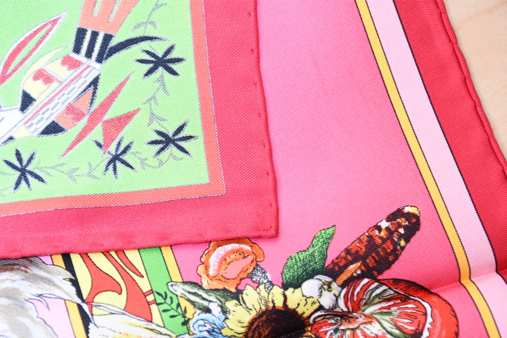 Hermes Scarf Kachina by Kermit Oliver 90 cm silk native pink Carre 35" M50
