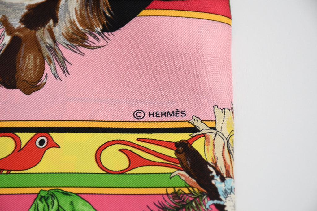 Hermes Scarf Kachina by Kermit Oliver 90 cm silk native pink Carre 35" M50