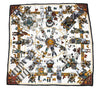 Hermes Scarf Kachina by Kermit Oliver 90 cm silk native white Carre 35" 082