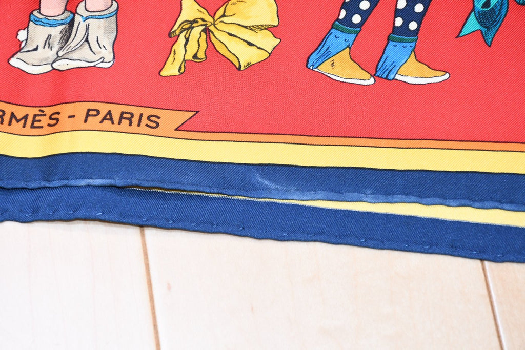 Hermes Scarf Kachina by Kermit Oliver 90 cm silk  red blue Carre 35" 052