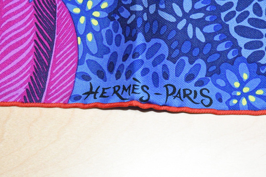 Hermes Scarf L'Esprit de la Foret 90 cm silk blue Carre forest butterfly