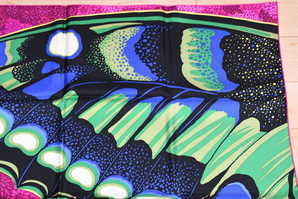 Hermes Scarf L'Esprit de la Foret 90 cm silk purple Carre forest butterfly
