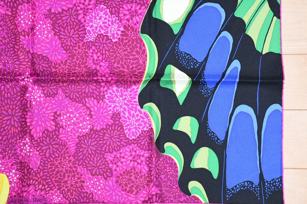 Hermes Scarf L'Esprit de la Foret 90 cm silk purple Carre forest butterfly