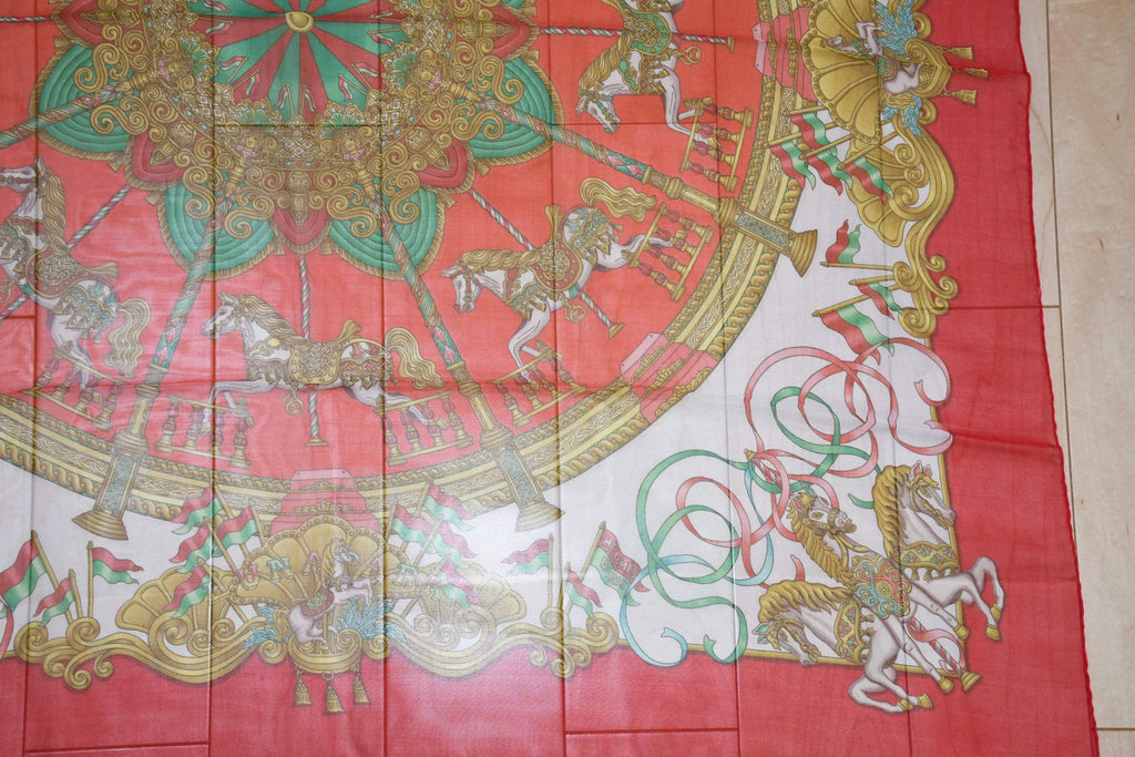 Hermes Scarf LUNA PARK 90 cm Chiffon Silk mousseline merry-go-round muslin 35"