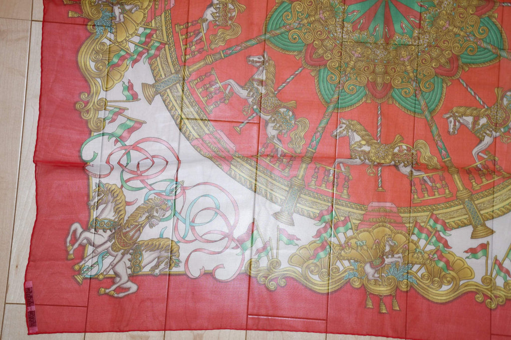 Hermes Scarf LUNA PARK 90 cm Chiffon Silk mousseline merry-go-round muslin 35"