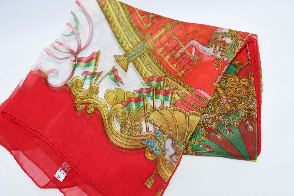 Hermes Scarf LUNA PARK 90 cm Chiffon Silk mousseline merry-go-round muslin 35"