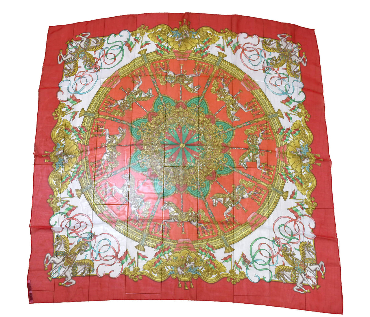 Hermes Scarf LUNA PARK 90 cm Chiffon Silk mousseline merry-go-round muslin 35"