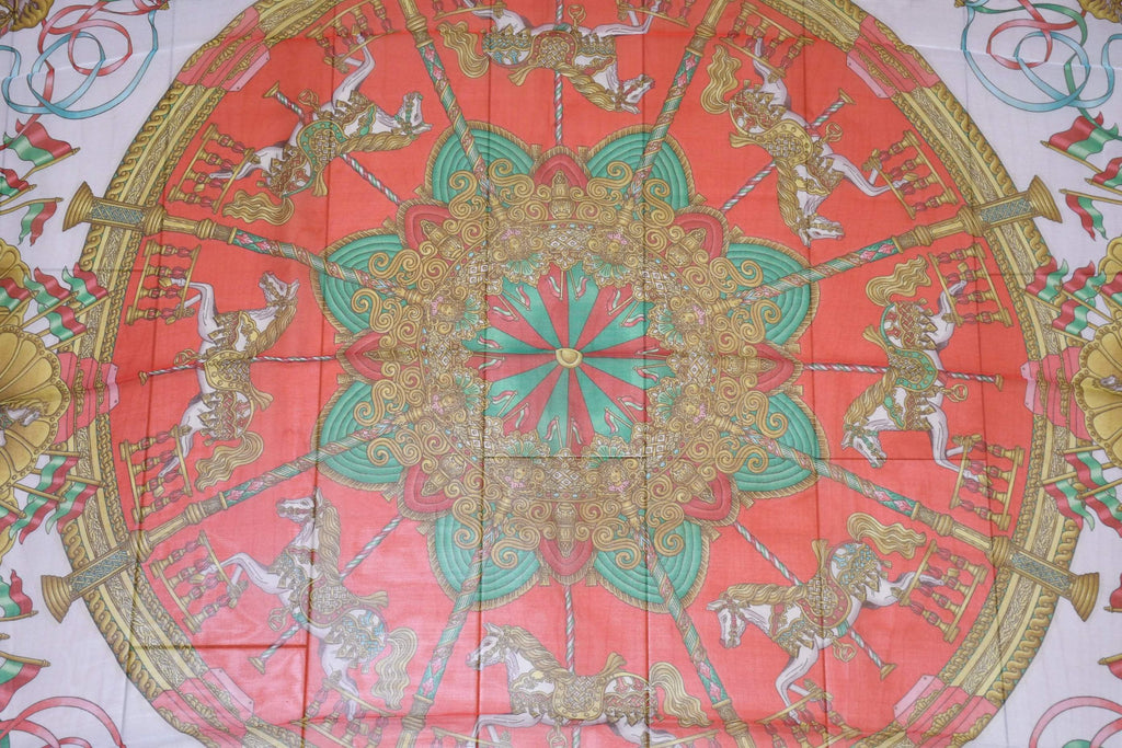 Hermes Scarf LUNA PARK 90 cm Chiffon Silk mousseline merry-go-round muslin 35"