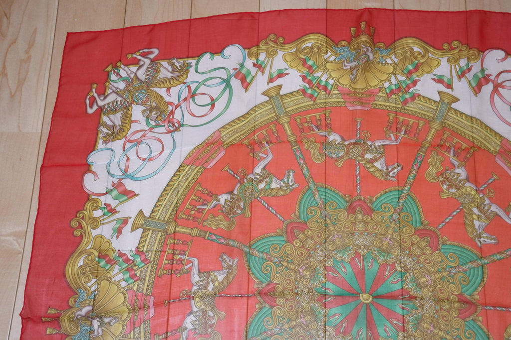 Hermes Scarf LUNA PARK 90 cm Chiffon Silk mousseline merry-go-round muslin 35"