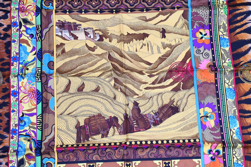 Hermes Scarf La Femme aux Semelles de Vent Silk 90 cm black Carre wind ship 35"