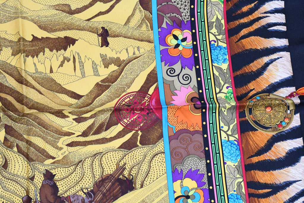 Hermes Scarf La Femme aux Semelles de Vent Silk 90 cm black Carre wind ship 35"