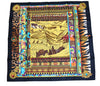 Hermes Scarf La Femme aux Semelles de Vent Silk 90 cm black Carre wind ship 35"