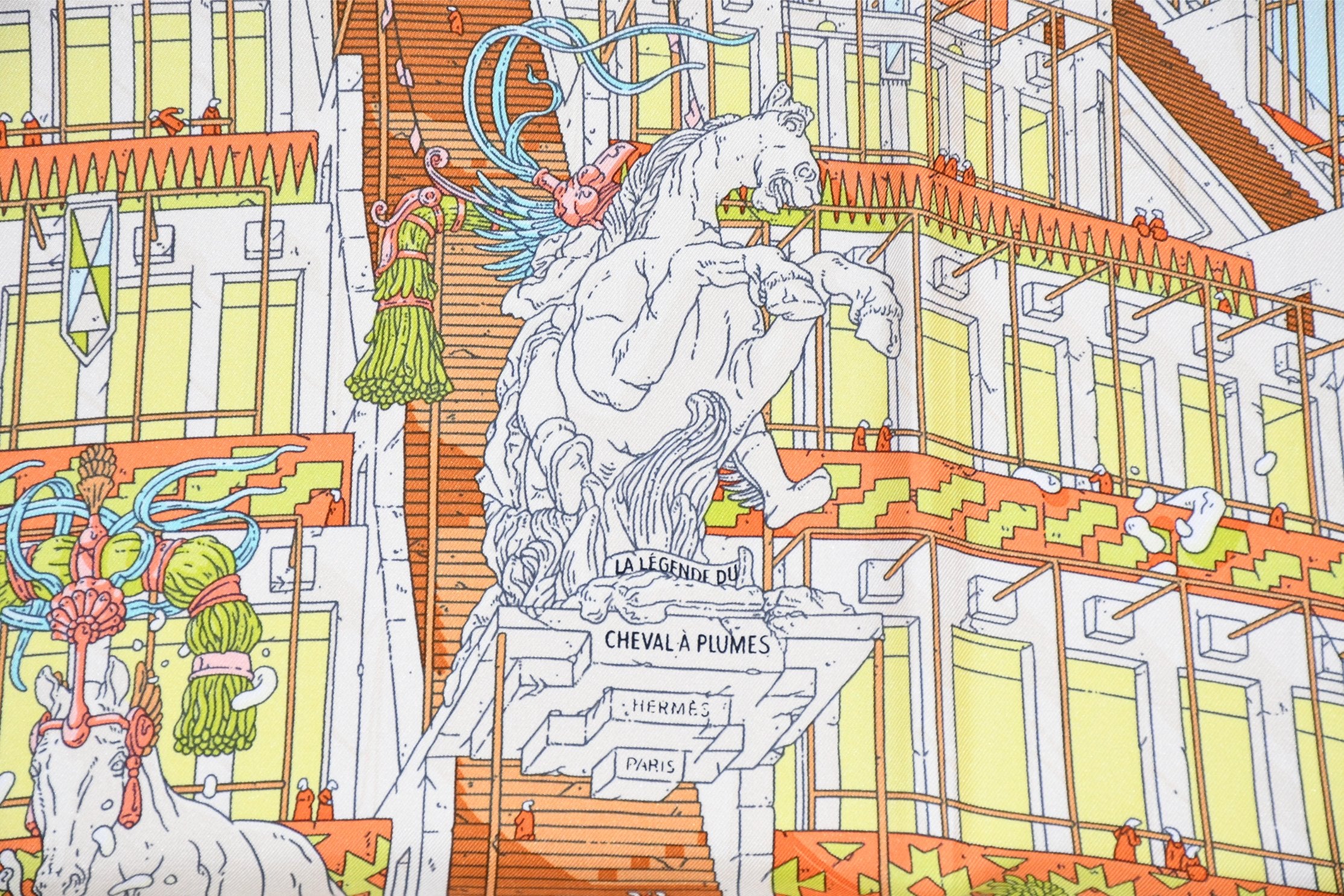 Hermes Scarf La Legende Du Cheval 90 cm silk light blue Carre