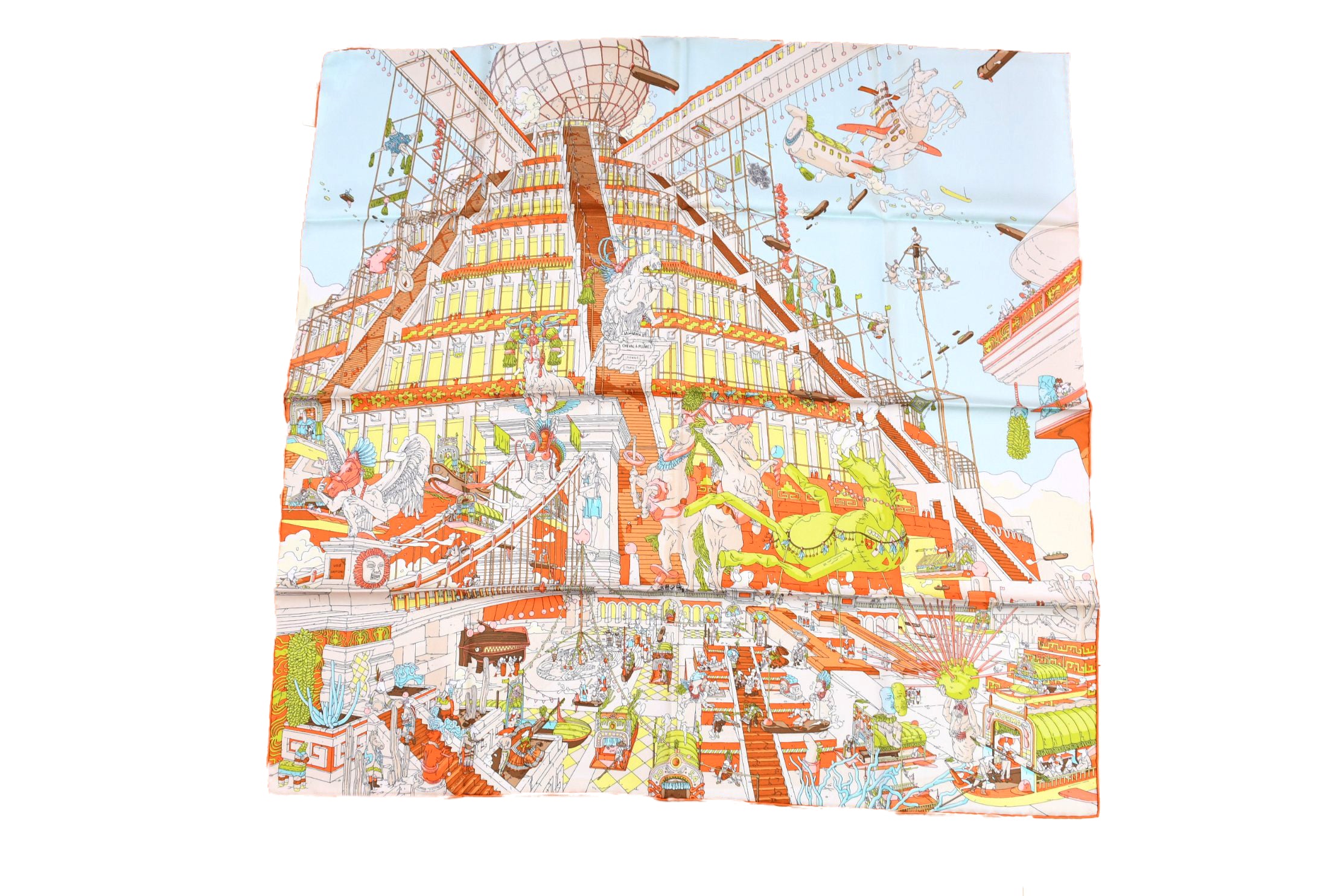 Hermes Scarf La Legende Du Cheval 90 cm silk light blue Carre